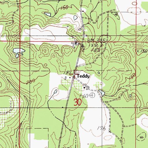 Topographic Map of Teddy, AL