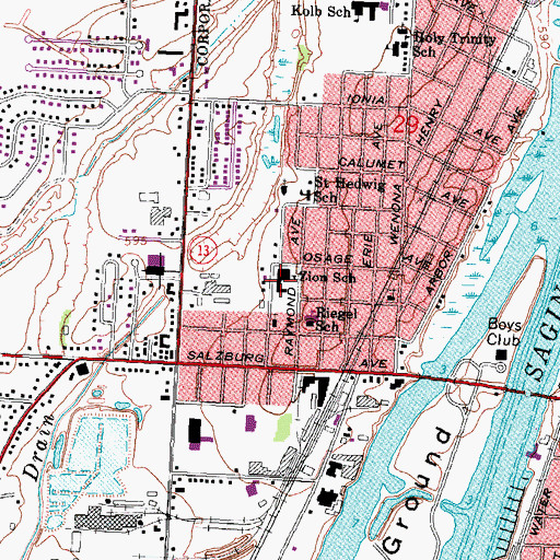 Topographic Map of Zion School, MI