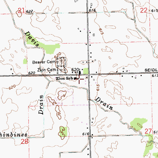 Topographic Map of Zion School, MI