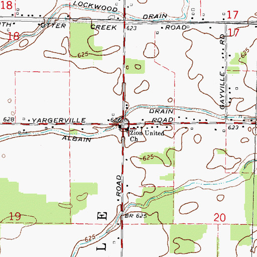 Topographic Map of Zion United Church, MI