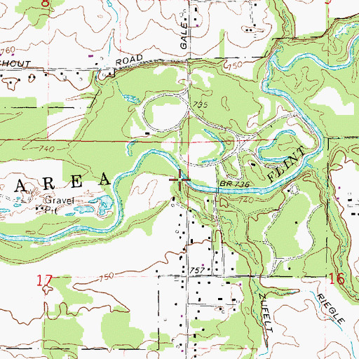 Topographic Map of Zufelt Drain, MI