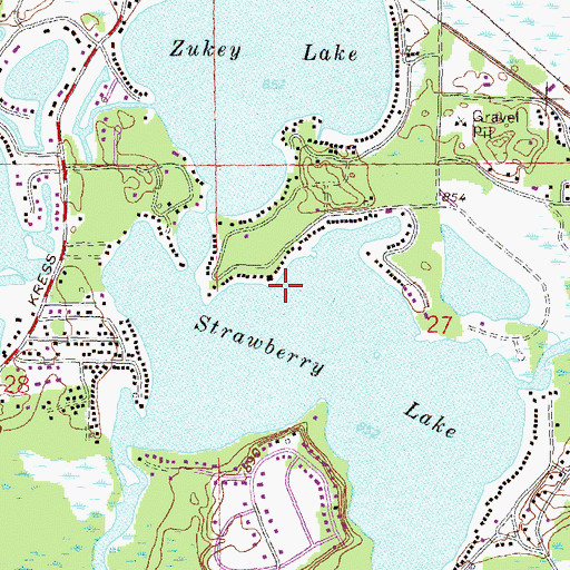 Topographic Map of Zukey Lake, MI