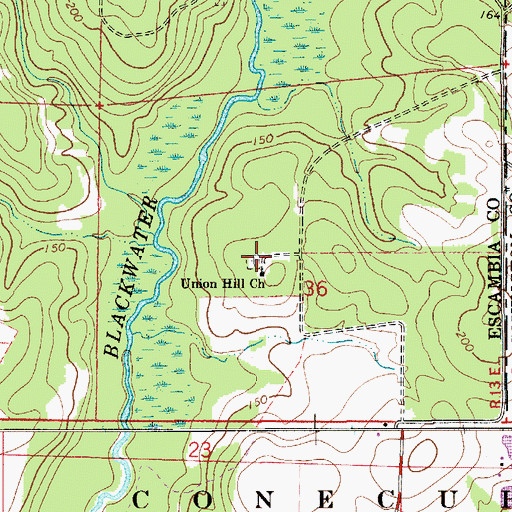 Topographic Map of Union Hill Church Cemetery, AL