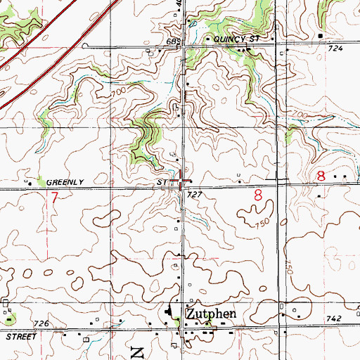 Topographic Map of Zutphen School, MI