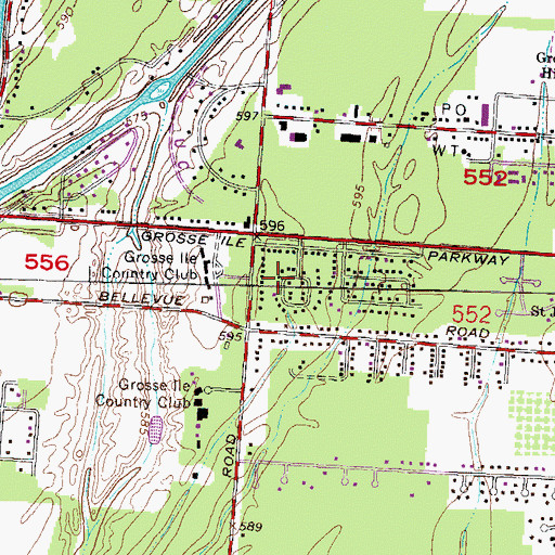 Topographic Map of Grosse Ile, MI