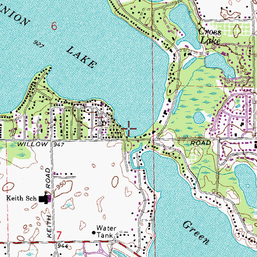 Topographic Map of Westacres, MI