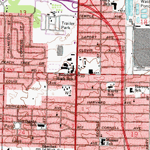 Topographic Map of Beecher, MI
