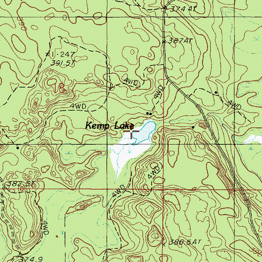 Topographic Map of Kemp Lake, MI