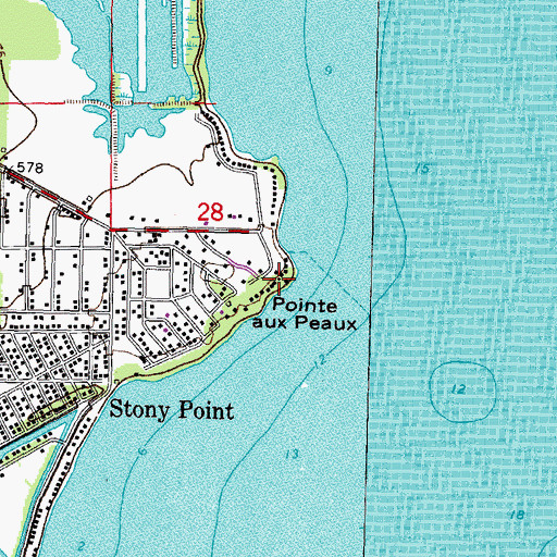 Topographic Map of Pointe aux Peaux, MI