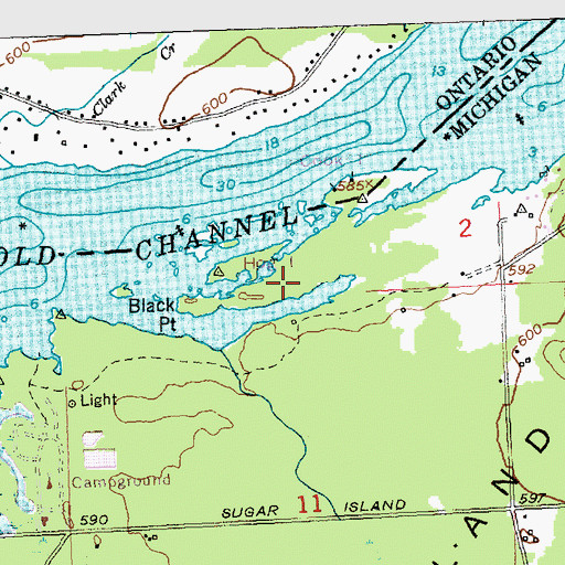 Topographic Map of Hog Island, MI