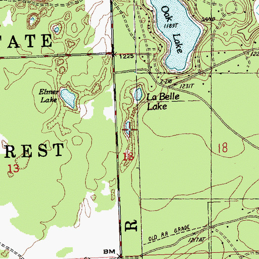 Topographic Map of La Belle Lake, MI