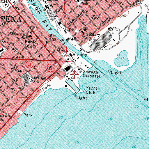 Topographic Map of Gilchrist Wharf, MI