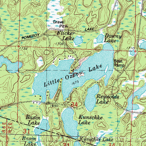 Topographic Map of Little Oxbow Lake, MI