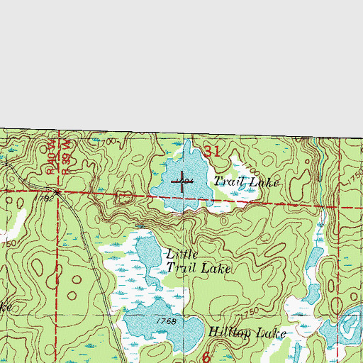 Topographic Map of Trail Lake, MI