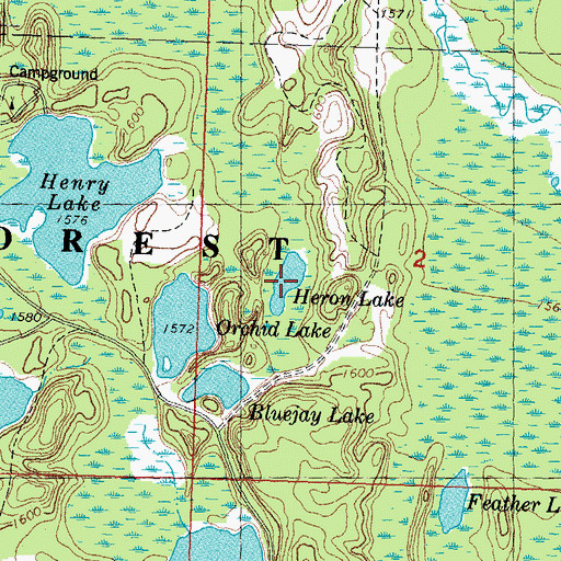 Topographic Map of Heron Lake, MI