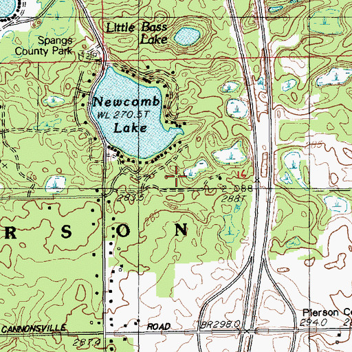 Topographic Map of Newcomb Lake, MI