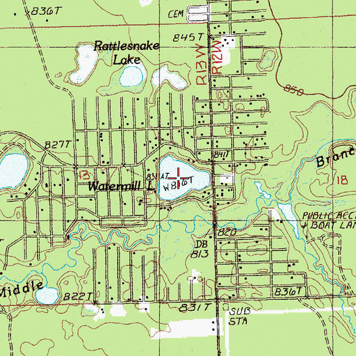 Topographic Map of Watermill Lake, MI