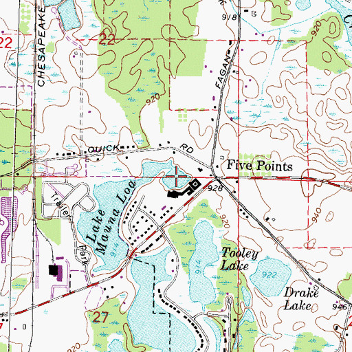 Topographic Map of Lake Oahu, MI