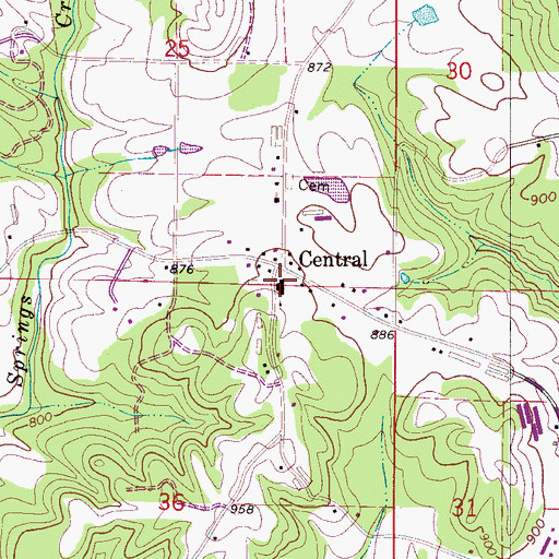 Topographic Map of Central School, AL
