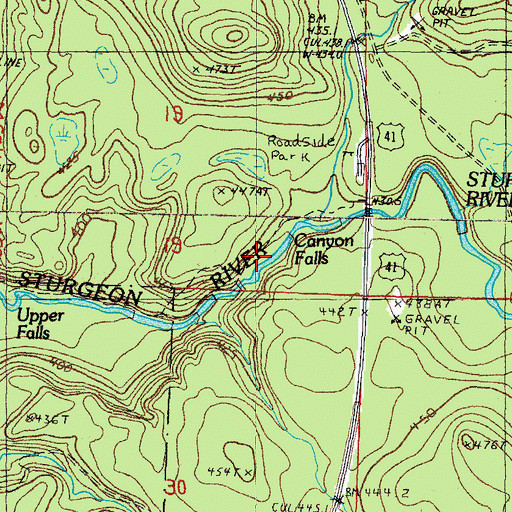 Topographic Map of Canyon Falls, MI