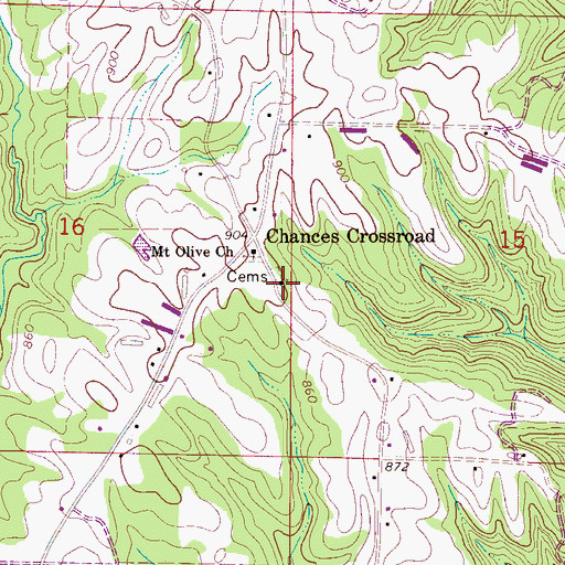 Topographic Map of Chances Crossroad Church of Christ, AL