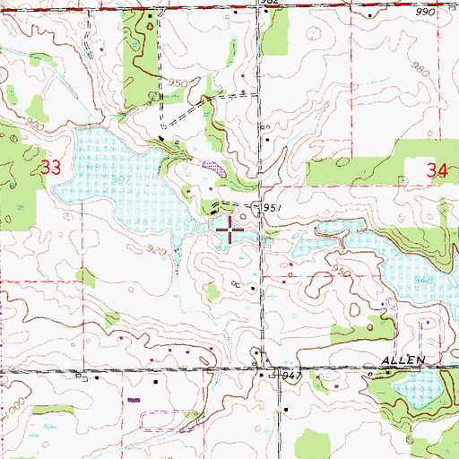 Topographic Map of Barris Lake, MI