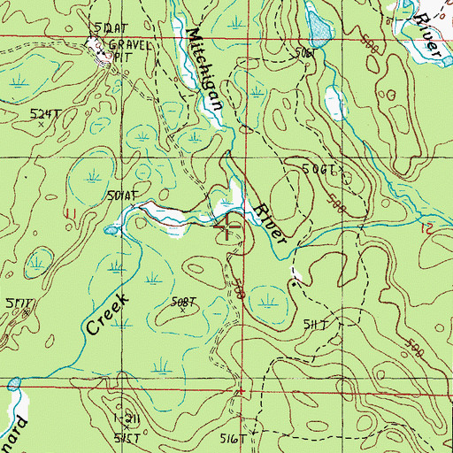 Topographic Map of Leonard Creek, MI