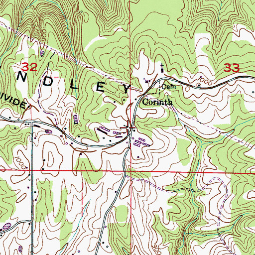 Topographic Map of Corinth West Methodist Church, AL