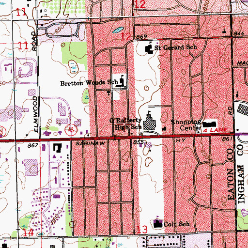 Topographic Map of Bretton Woods, MI
