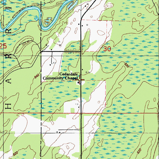 Topographic Map of Cedardale Community Chapel, MI