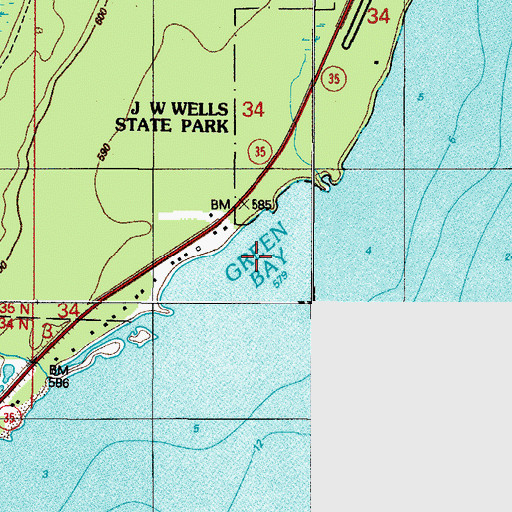 Topographic Map of Green Bay, MI