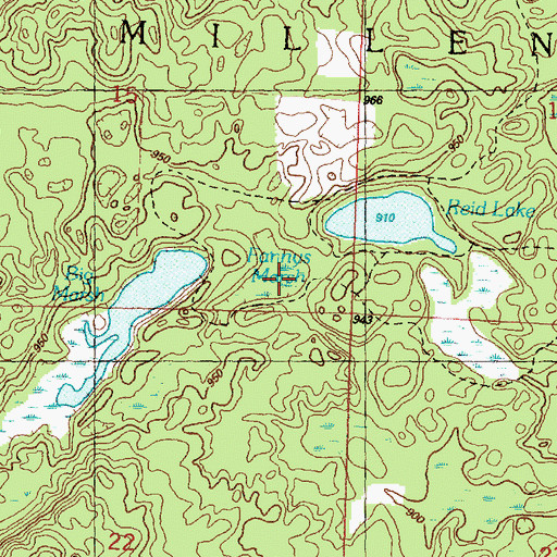 Topographic Map of Fannys Marsh, MI