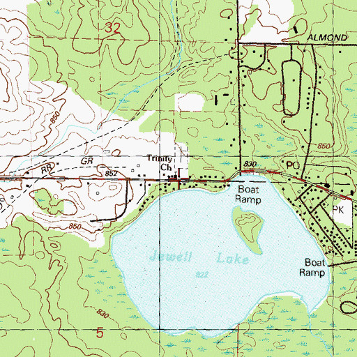 Topographic Map of Trinity Church, MI