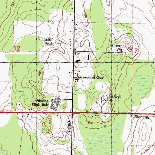 Topographic Map of Church of God, MI