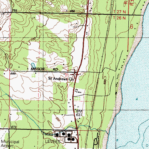 Topographic Map of Saint Andrews Church, MI