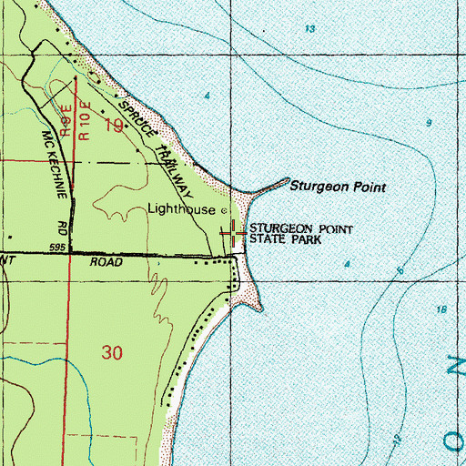 Topographic Map of Sturgeon Point State Park, MI