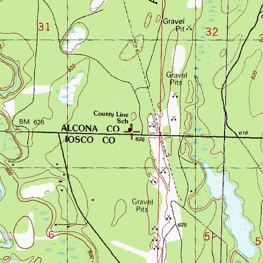 Topographic Map of County Line School, MI