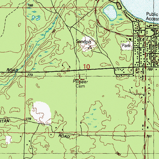 Topographic Map of Pioneer Cemetery, MI