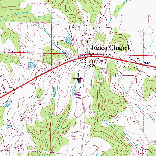 Topographic Map of Jones Chapel School, AL