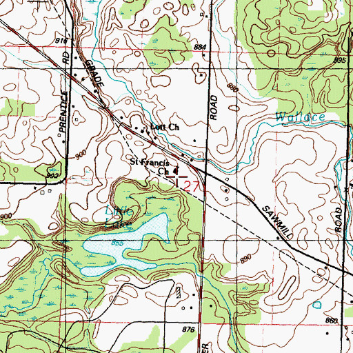 Topographic Map of Saint Francis Church, MI