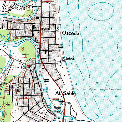 Topographic Map of Saint Johns Church, MI