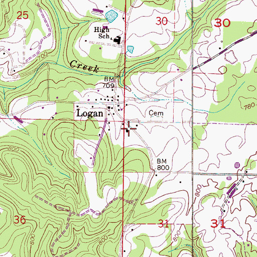 Topographic Map of Logan Missionary Baptist Church, AL