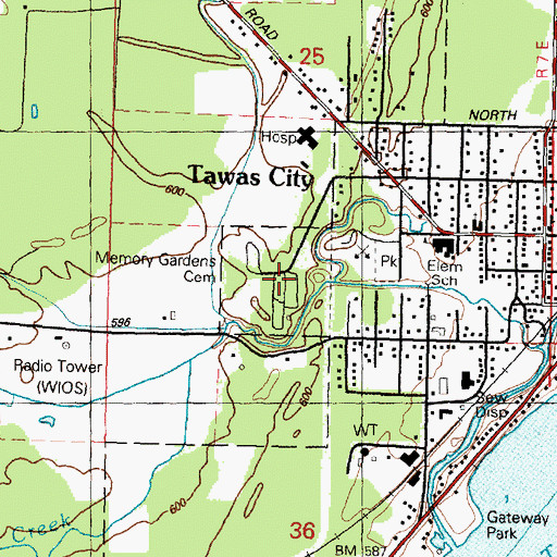 Topographic Map of Memory Gardens Cemetery, MI