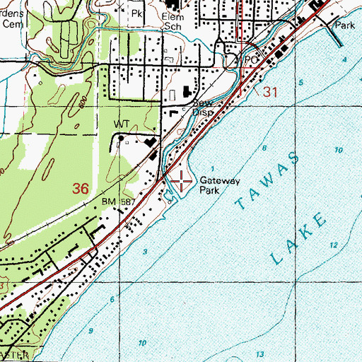Topographic Map of Gateway Park, MI