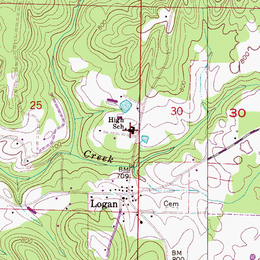 Topographic Map of Logan Junior High School, AL
