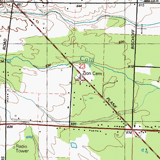 Topographic Map of Zion Cemetery, MI