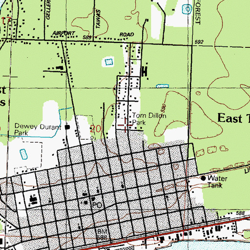 Topographic Map of Tom Dillon Park, MI