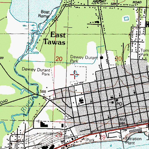 Topographic Map of Dewey Durant Park, MI