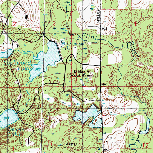 Topographic Map of D Bar A Scout Ranch, MI