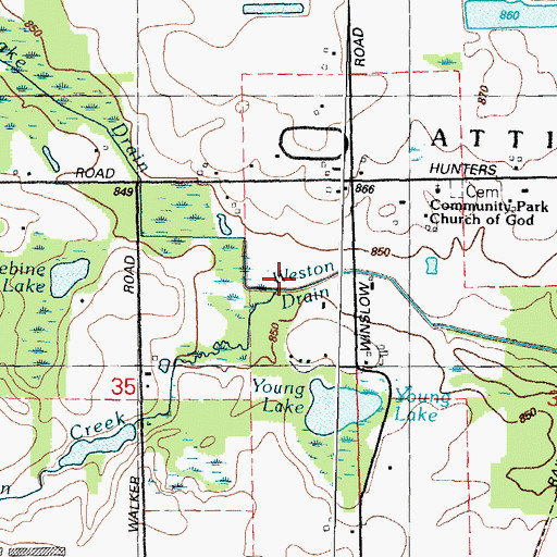 Topographic Map of Long Lake Drain, MI